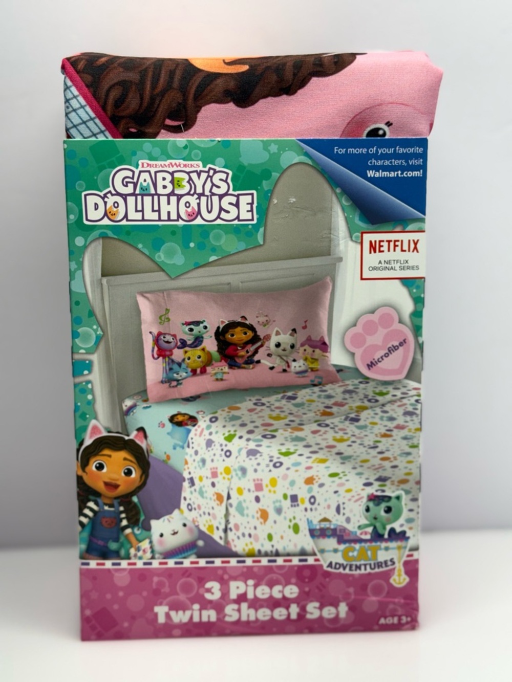 DreamWorks Gabby’s Dollhouse Pink and Multicolor 3-Piece Twin Sheet Set